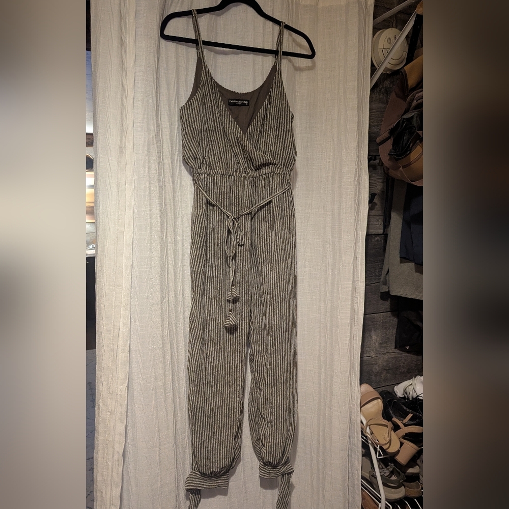Green and White Striped Jumpsuit